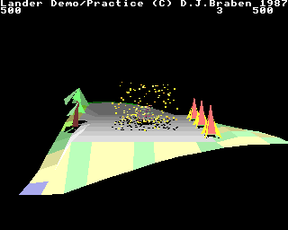 Explosion particles in Acorn Archimedes Lander