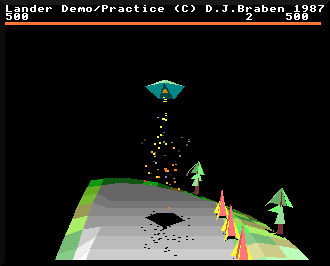 The ship heading into the distance in Acorn Archimedes Lander