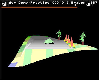 The ship on the launchpad in Acorn Archimedes Lander